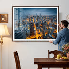 Chicago Wall Art Canvas Print - Chicago City Downtown Night Cityscape