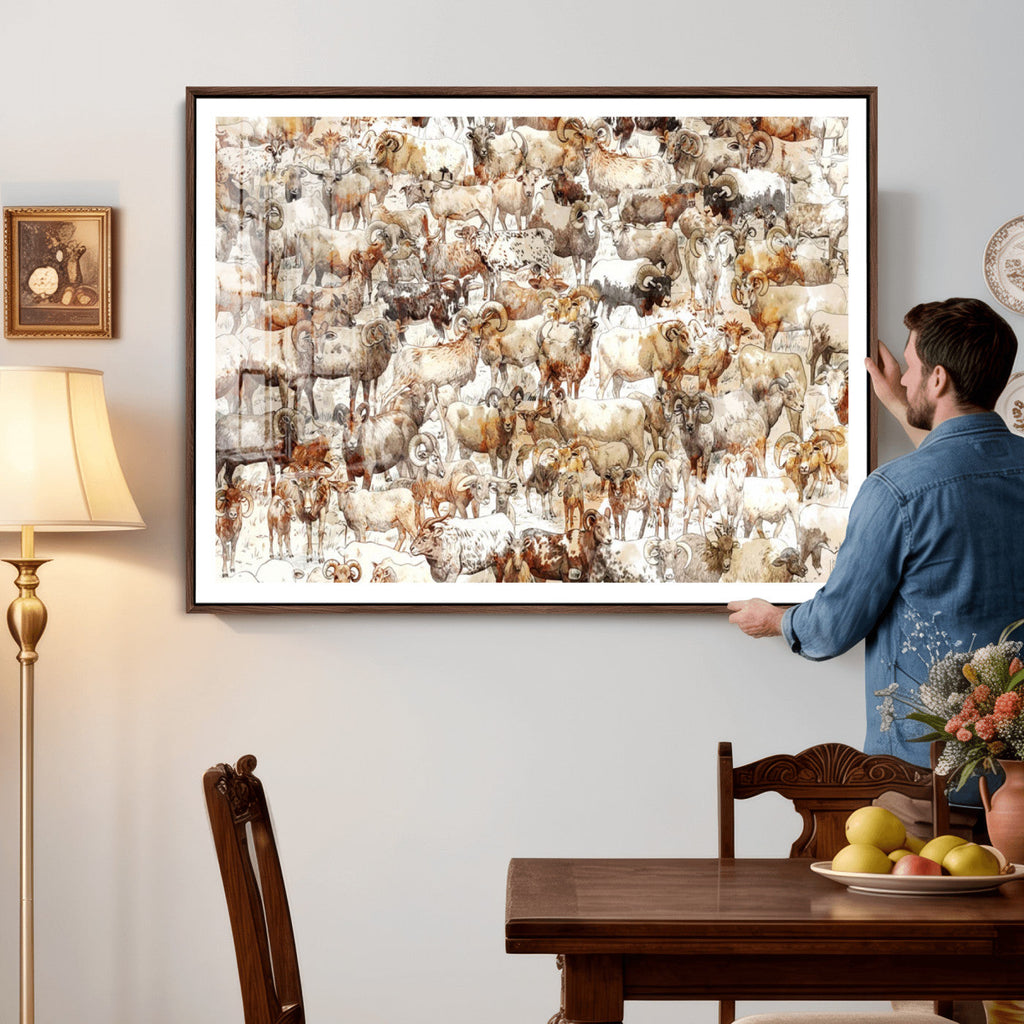 Farmhouse Bighorn Sheep Wall Art Canvas Print