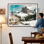 Snowy Mountain Wall Art Canvas Print, Alpine Pine Forest