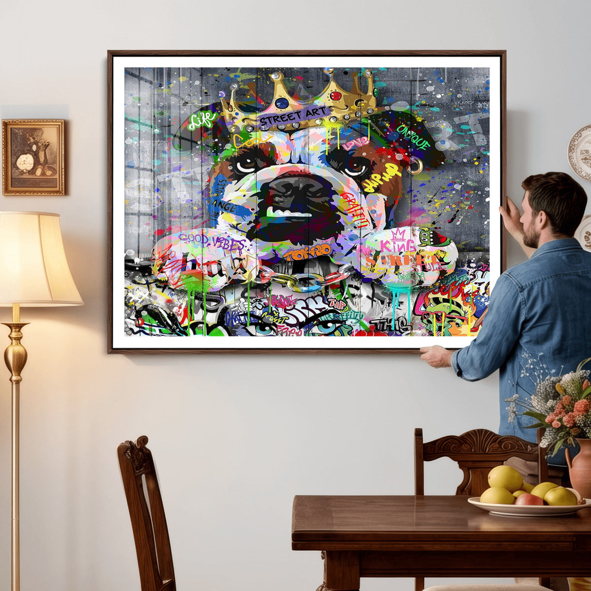 Graffiti Dog Wall Art Decor for Teen Bedroom | Abstract Graffiti Animal Canvas