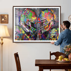 Graffiti Football Helmets Wall Art Canvas Print, Urban Street Art
