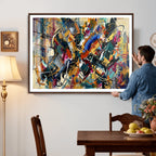 Geometric Abstract Wall Art Canvas Print, Orange Blue