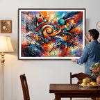 Geometric Abstract Wall Art Canvas Print, Orange Blue
