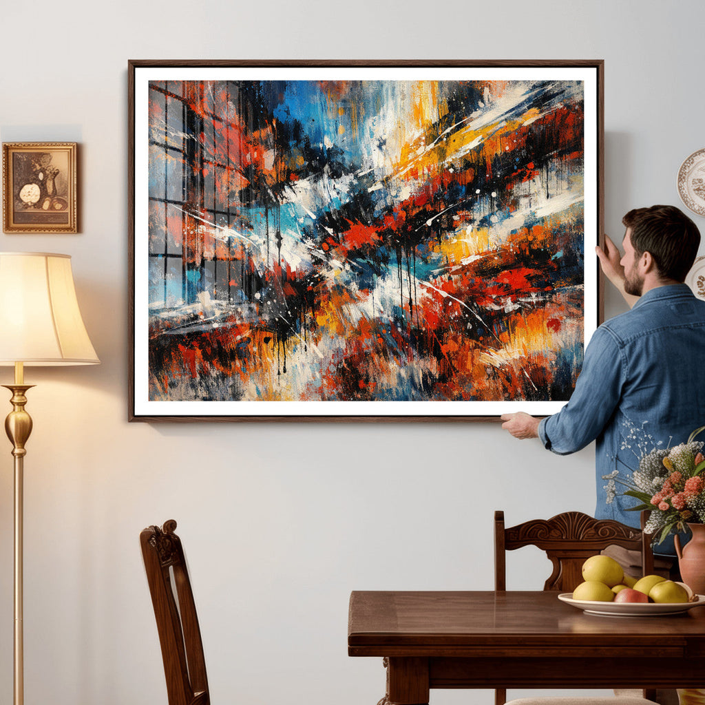 Lyrical Abstract Wall Art Canvas Print, Orange Blue Abstract