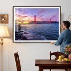 Golden Gate Bridge Wall Art Canvas Print, Framed San Francisco Sunset Landmark