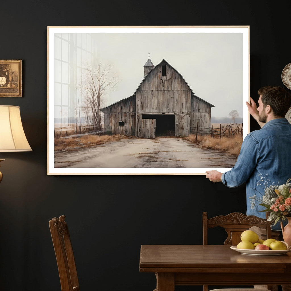 Farmhouse Rustic Barn Wall Art Canvas Print, Framed and Ready to Hang