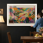 Framed Yayoi Kusama 1986 Wall Art Print | Japanese Wabi Sabi Vibrant Abstract Landscape Canvas