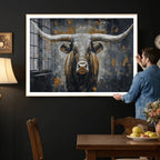 Rustic Bull Wall Art Canvas Print, Longhorn Wall Decor