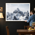 Snowy Mountain Range Canvas Print, Alpine Peaks Landscape Wall Art