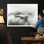 Foggy Forest Wall Art Canvas Print, Misty Pine Tree Landscape
