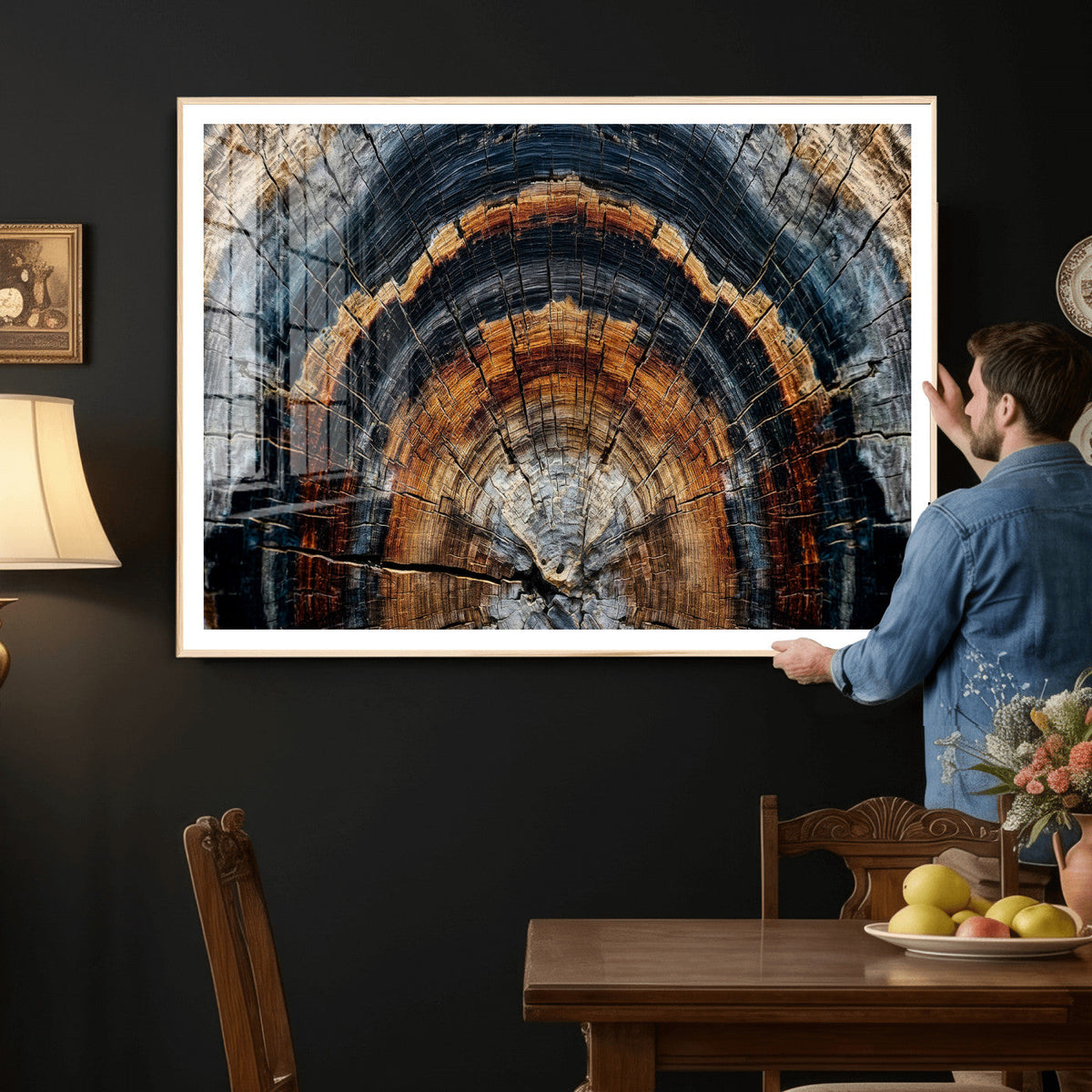 Abstract Wood Grain Canvas Print, Tree Ring Pattern Wall Art, Extra Large Living Room Wall Decor
