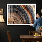 Abstract Tree Ring Wall Art Print, Natural Rustic Wood Grain Canvas