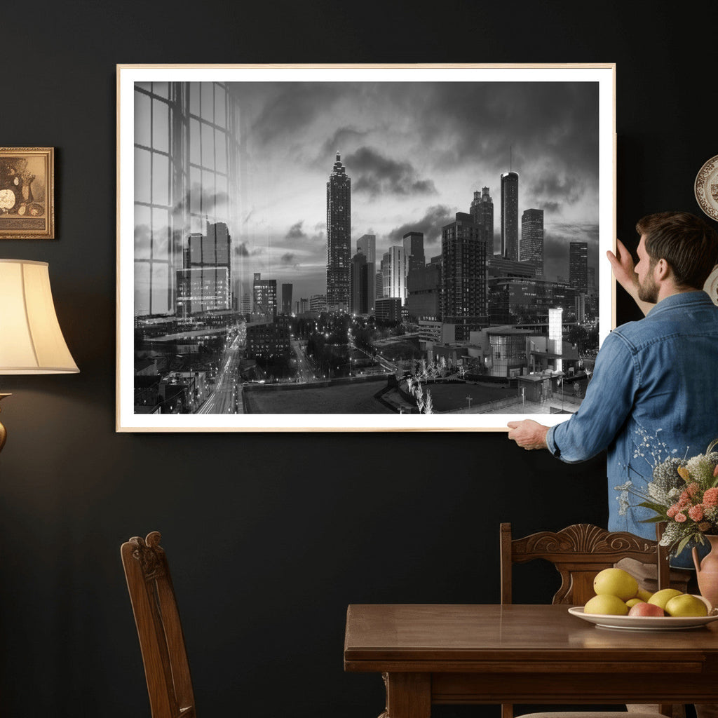 Atlanta Skyline Wall Art Canvas Print, Atlanta Downtown Night Cityscape