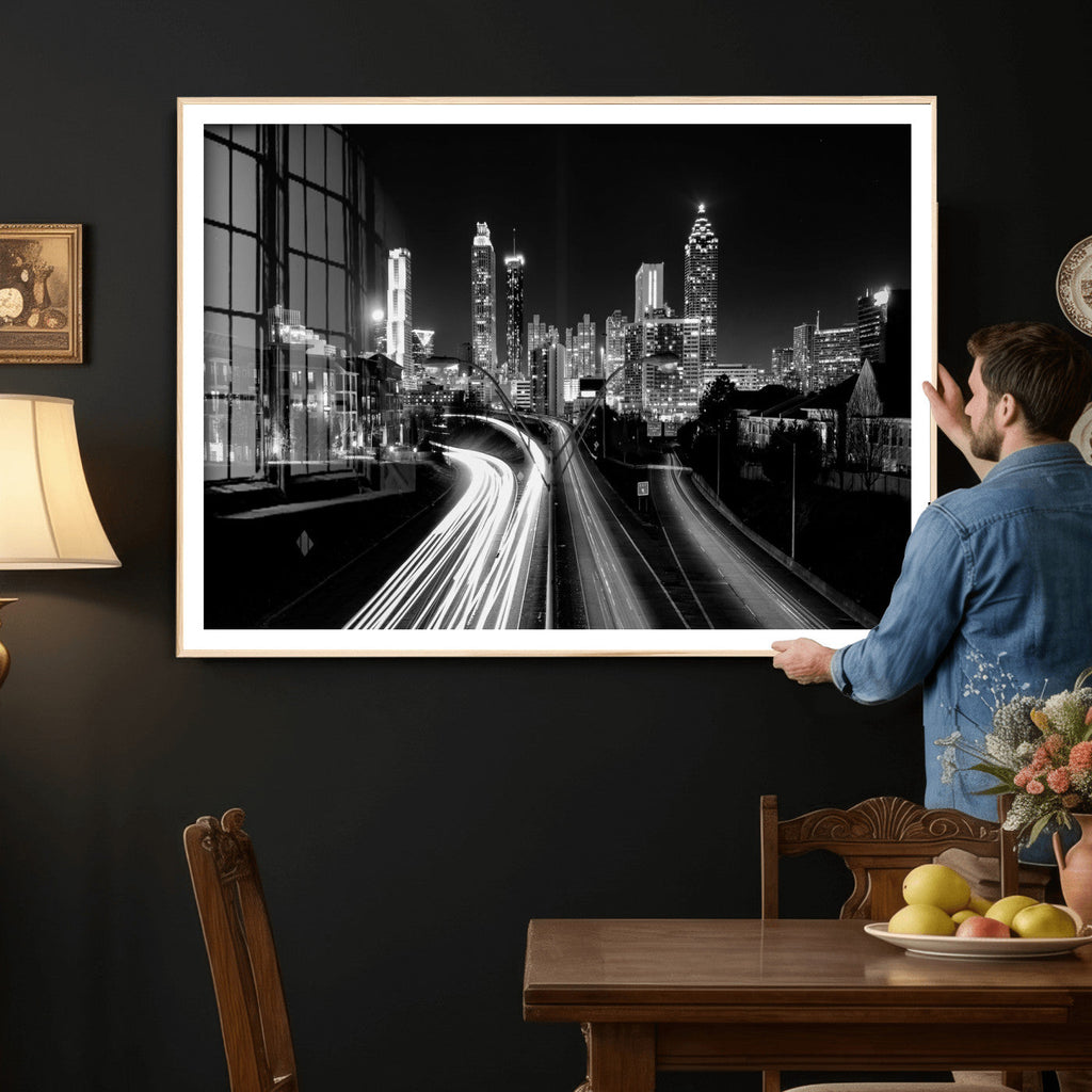 Atlanta Skyline Wall Art Canvas Print, Atlanta Downtown Night Cityscape