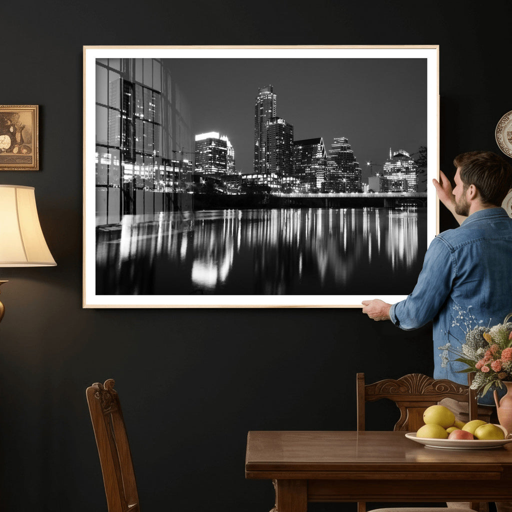 Austin Skyline Wall Art Canvas Print, Austin Downtown Night Cityscape