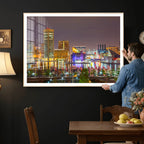 Baltimore Skyline Wall Art Canvas Print, Baltimore Downtown Night Cityscape