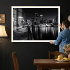 Boston Wall Art Canvas Print, Boston City Downtown Night Cityscape