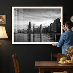 Chicago Wall Art Canvas Print, Chicago City Downtown Night Cityscape