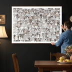 Abstract Texas Cow Wall Art Canvas Print, Farm Longhorn Art for Cabin Decor