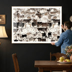 Abstract Texas Longhorn Print, Longhorn Herd Print