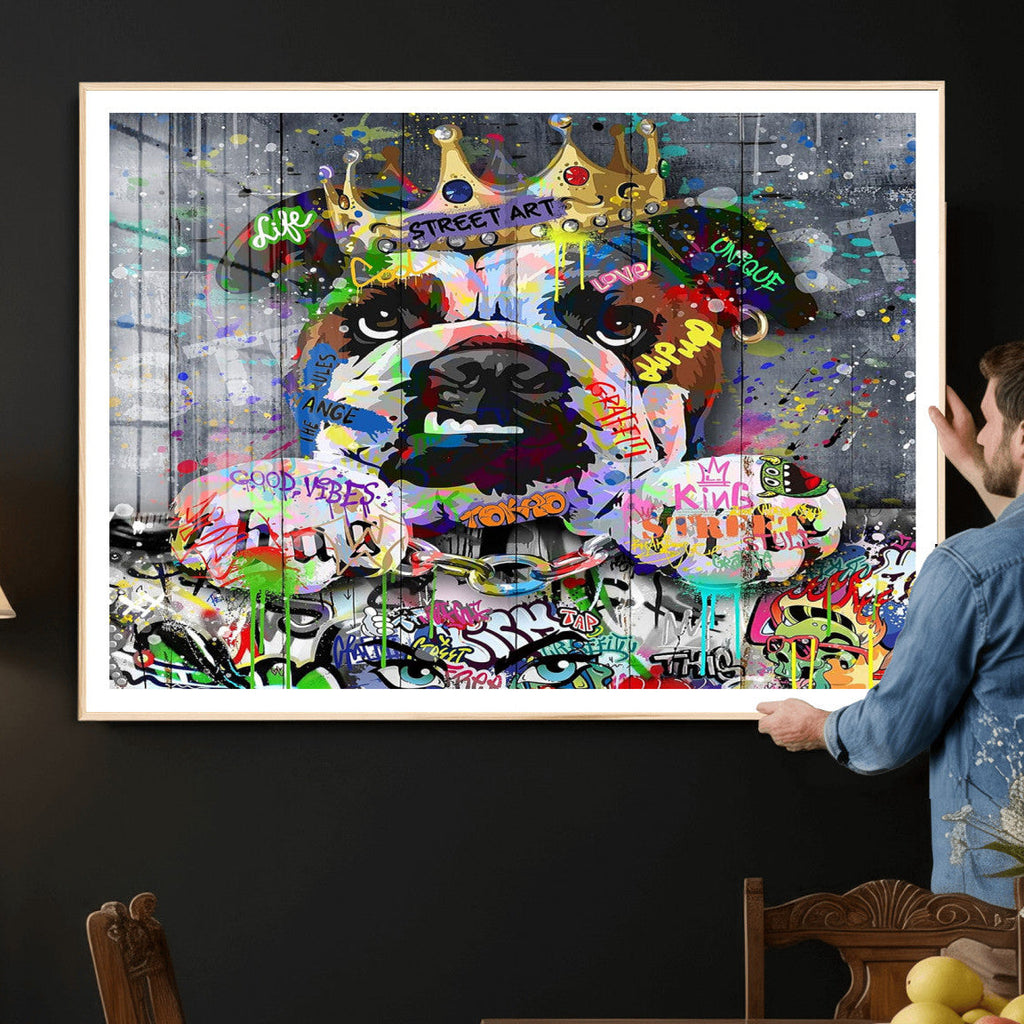 Graffiti Dog Wall Art Decor for Teen Bedroom | Abstract Graffiti Animal Canvas