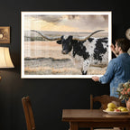 Texas Longhorn Bull Rustic Wall Art Canvas Print