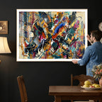 Geometric Abstract Wall Art Canvas Print, Orange Blue