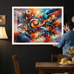 Geometric Abstract Wall Art Canvas Print, Orange Blue