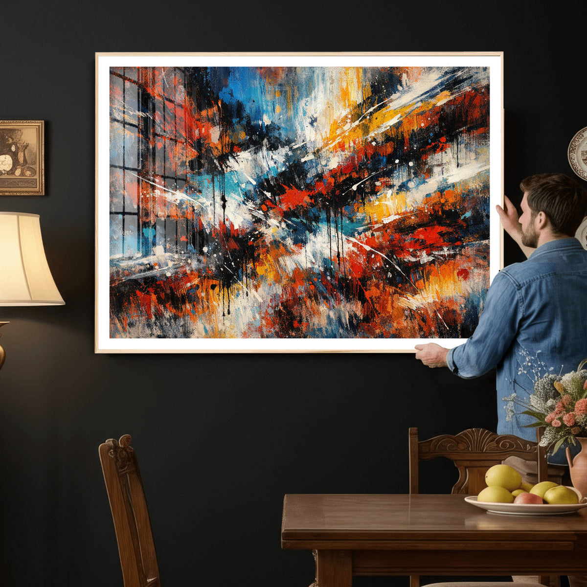 Lyrical Abstract Wall Art Canvas Print, Orange Blue Abstract