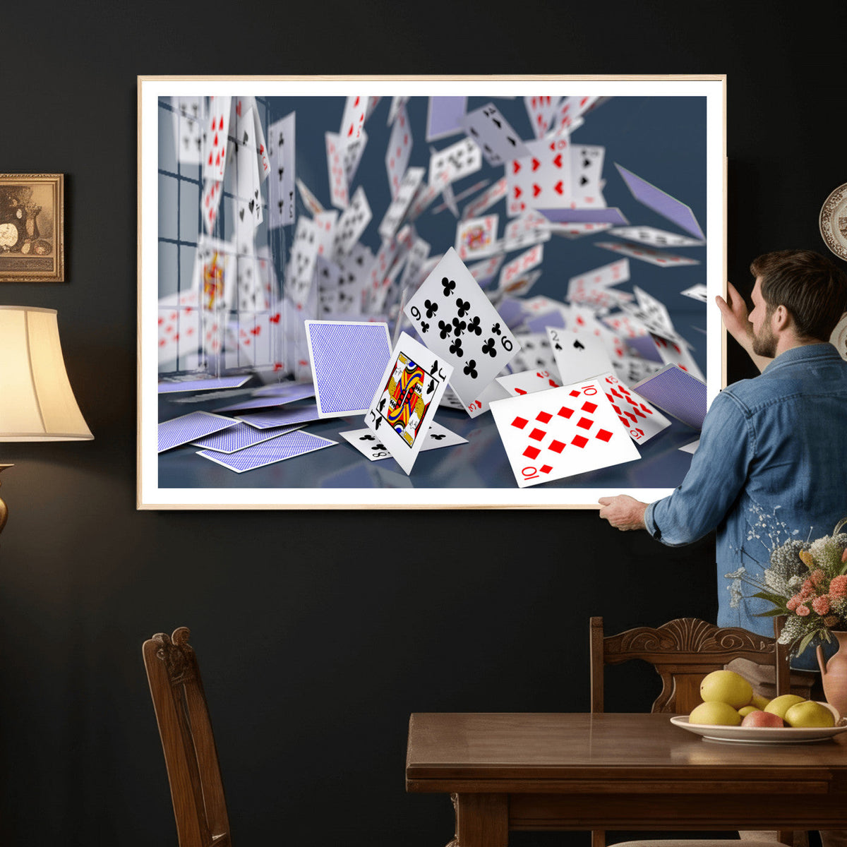 Playing Cards Canvas Wall Art | Casino Game Room Decor