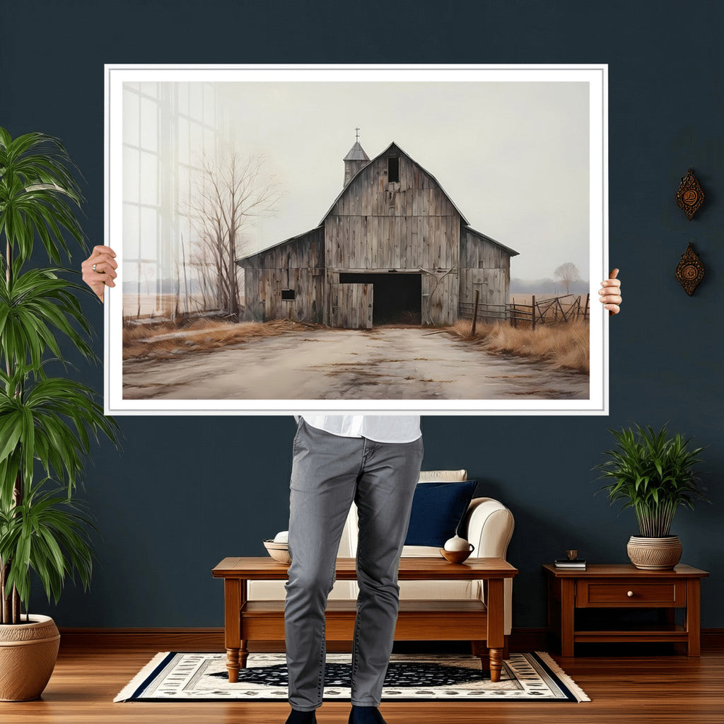 Farmhouse Rustic Barn Wall Art Canvas Print, Framed and Ready to Hang