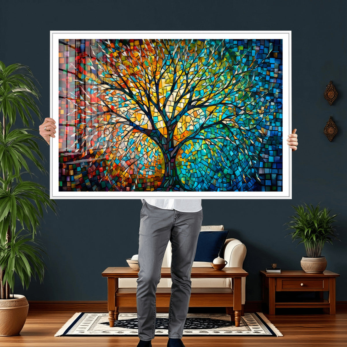 Yggdrasil Tree of Life Wall Art Print | Mosaic Style Canvas Wall Art
