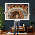 Tree Rings Wall Art Canvas Print, Rustic Wood Grain