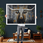 Rustic Bull Wall Art Canvas Print, Longhorn Wall Decor