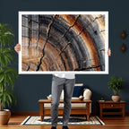 Abstract Tree Ring Wall Art Print, Natural Rustic Wood Grain Canvas