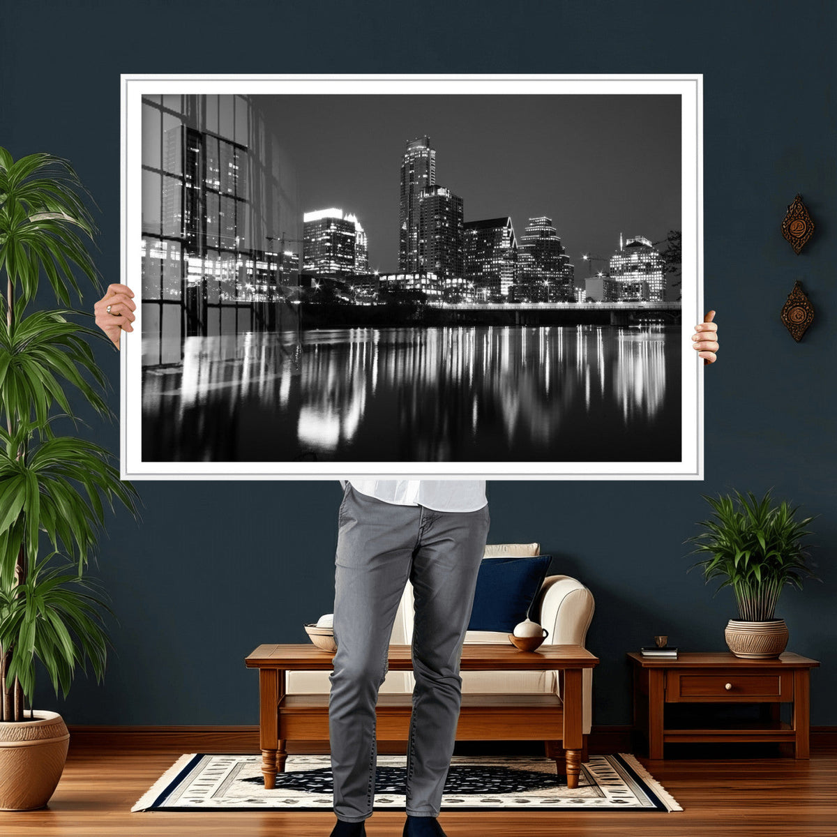 Austin Skyline Wall Art Canvas Print, Austin Downtown Night Cityscape
