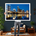 Austin Skyline Wall Art Canvas Print, Austin Downtown Night Cityscape