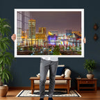 Baltimore Skyline Wall Art Canvas Print, Baltimore Downtown Night Cityscape