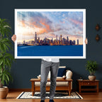 Chicago Wall Art Canvas Print - Chicago City Downtown Night Cityscape