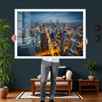 Chicago Wall Art Canvas Print - Chicago City Downtown Night Cityscape