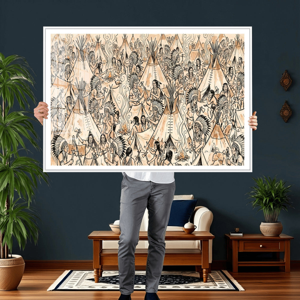 Native American Indian Wall Art Canvas Print