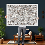 Abstract Texas Cow Wall Art Canvas Print, Farm Longhorn Art for Cabin Decor