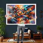 Geometric Abstract Wall Art Canvas Print, Orange Blue