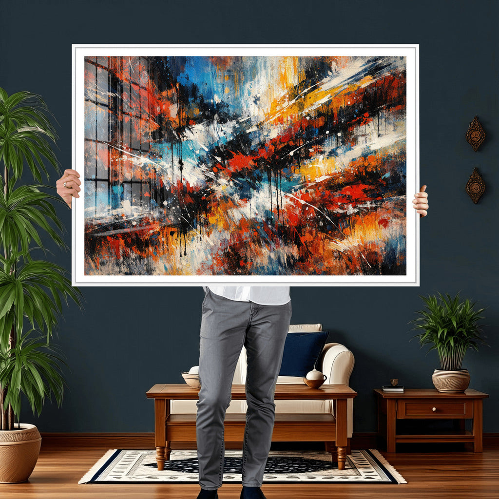 Lyrical Abstract Wall Art Canvas Print, Orange Blue Abstract