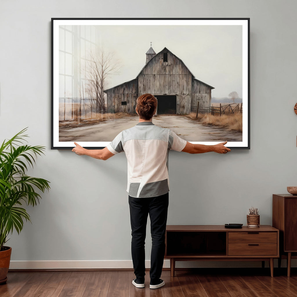 Farmhouse Rustic Barn Wall Art Canvas Print, Framed and Ready to Hang
