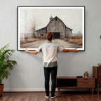 Farmhouse Rustic Barn Wall Art Canvas Print, Framed and Ready to Hang