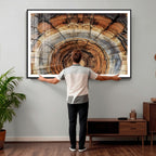 Tree Rings Wall Art Canvas Print, Rustic Wood Grain