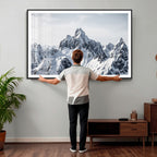 Snowy Mountain Range Canvas Print, Alpine Peaks Landscape Wall Art