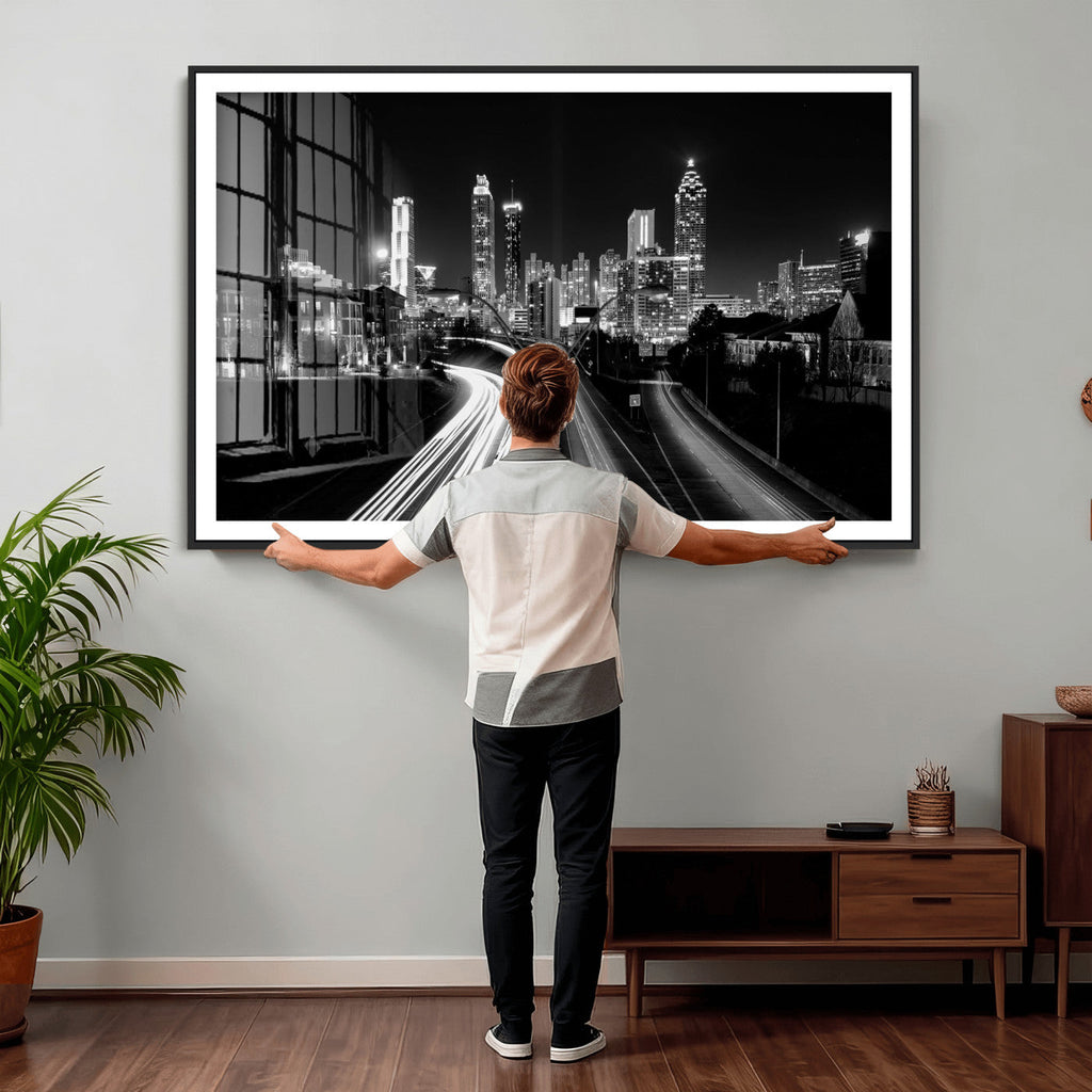Atlanta Skyline Wall Art Canvas Print, Atlanta Downtown Night Cityscape