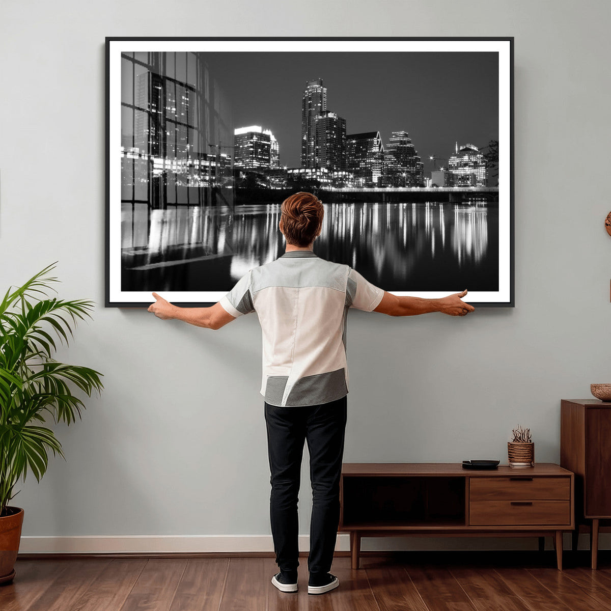 Austin Skyline Wall Art Canvas Print, Austin Downtown Night Cityscape